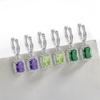 2026 Colored Treasure Ice Flower Cut High Carbon Diamond Square Earrings Plated with Real Gold Smart Luxury Ear Hook Ear Jewelry