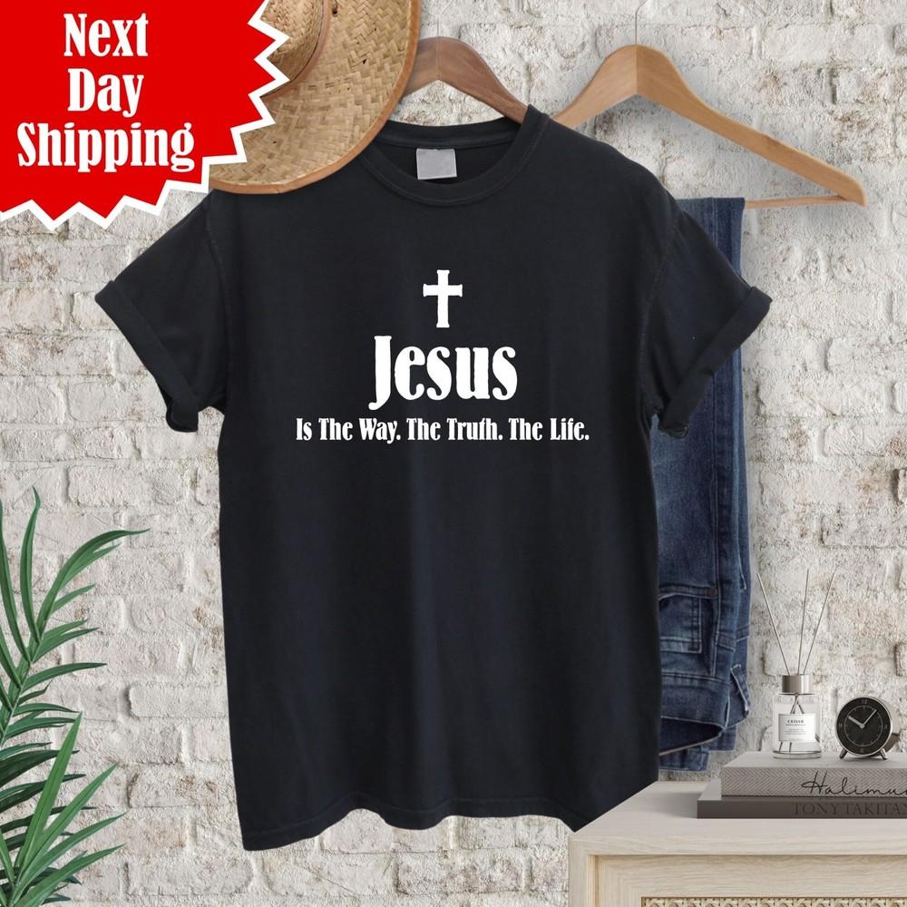 

Jesus Is The Way T-Shirt Printed The Truth Christian Religious God Unisex T Tops 3XL
