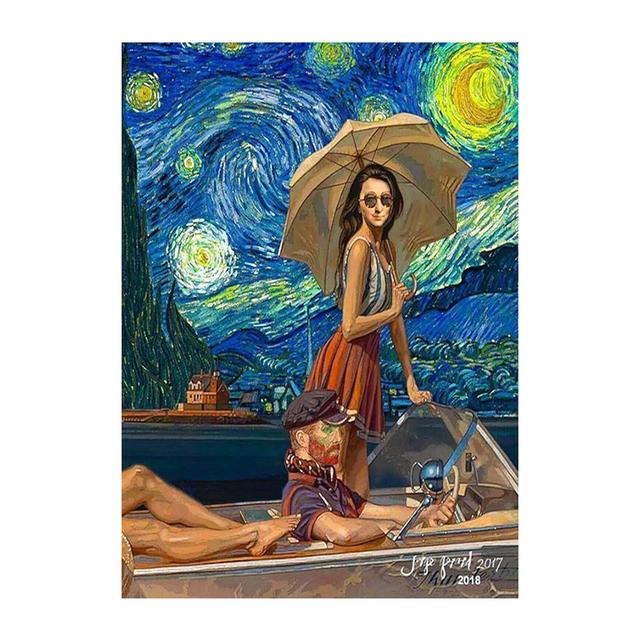 Funny Art Abstract Van Gogh and Friends Canvas Painting Modern Posters and Prints Wall Art Pictures for Living Room Home Decor