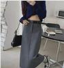 Women's Retro Gray High-Waist Slim Straight Skirt - Versatile Spring/Summer Mid-Length