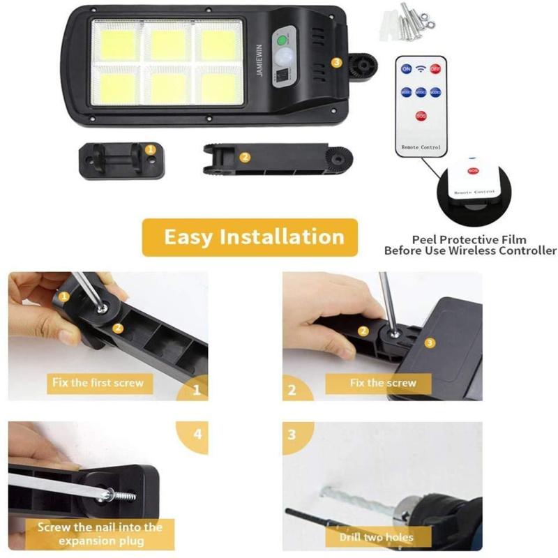 Outdoor Led Cob Solar  Street  Light Remote Control Infrared Motion Sensor Wall Lamp Weatherproof