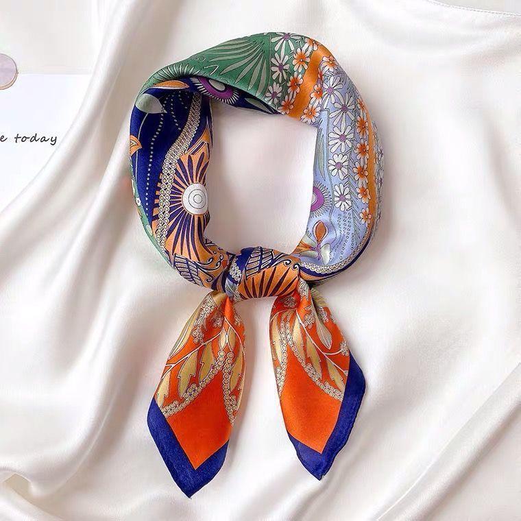 New Fashion Print Silk Square Scarf Women Soft Satin Hairband Neckerchief Tie Female Headband Foulard Bag Ribbon Gift