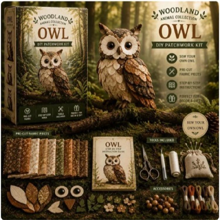 Beginner Patchwork Project Set with Animal Pattern, Pre-Cut Felt Fabric and Guided Instructions for DIY Sewing Craft