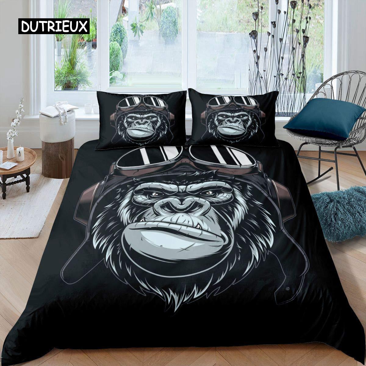 

Orangutan Duvet Cover Cute Monkey Bedding Set Polyester Tropical Botanical Animal Print Comforter Cover EU single(135x200cm)