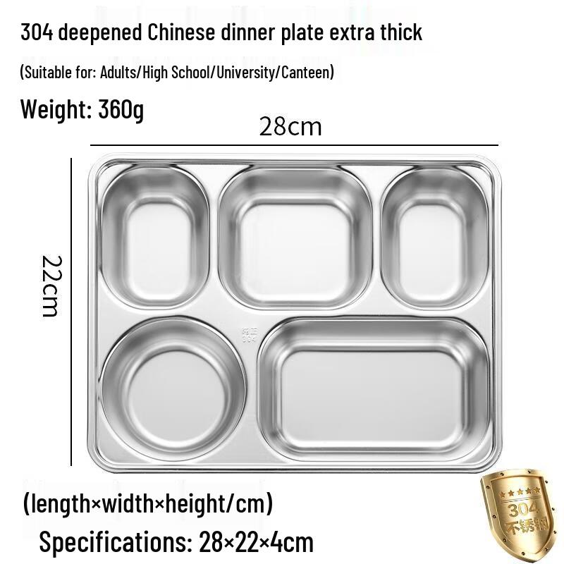 HANDUNYOU 304 Stainless Steel Divided Meal Plates