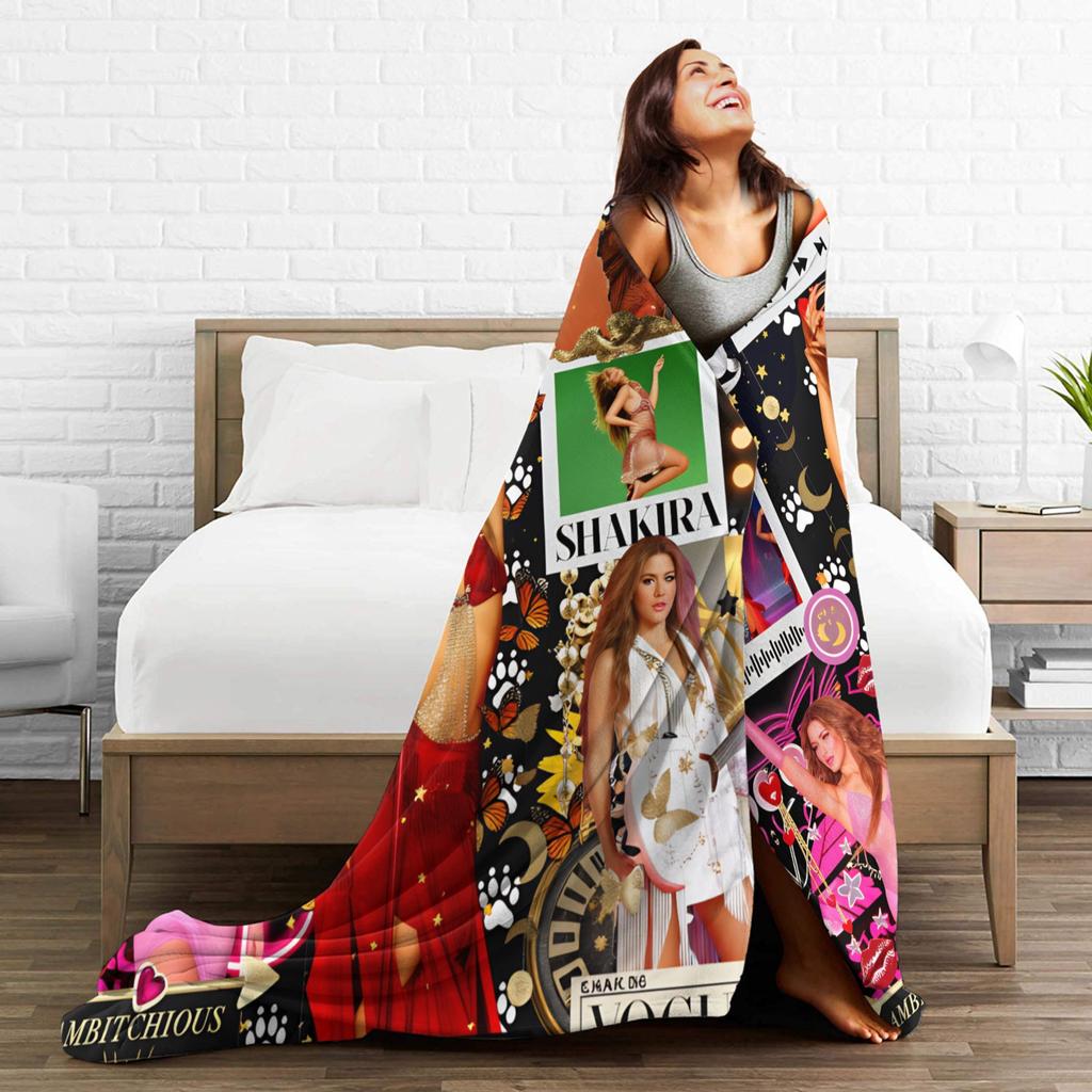 Coperta Shakira Cantante Pop Calda Morbida Grafica Peluche Biancheria da Letto Plaid per Divano Letto Viaggio Flanella Copriletto Coperta da Letto