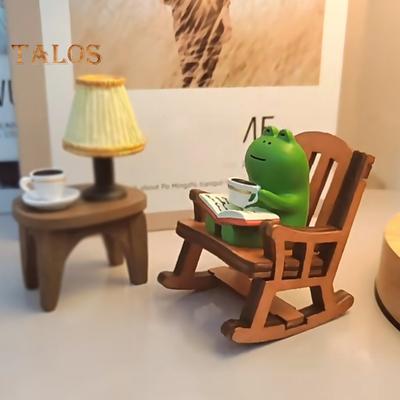 Miniatuurbeeldje Niet-vervagend Decoreren Hars Uniek Schattig Bureau Decoratie Kikker Wipstoel Ornament Huisbenodigdheden