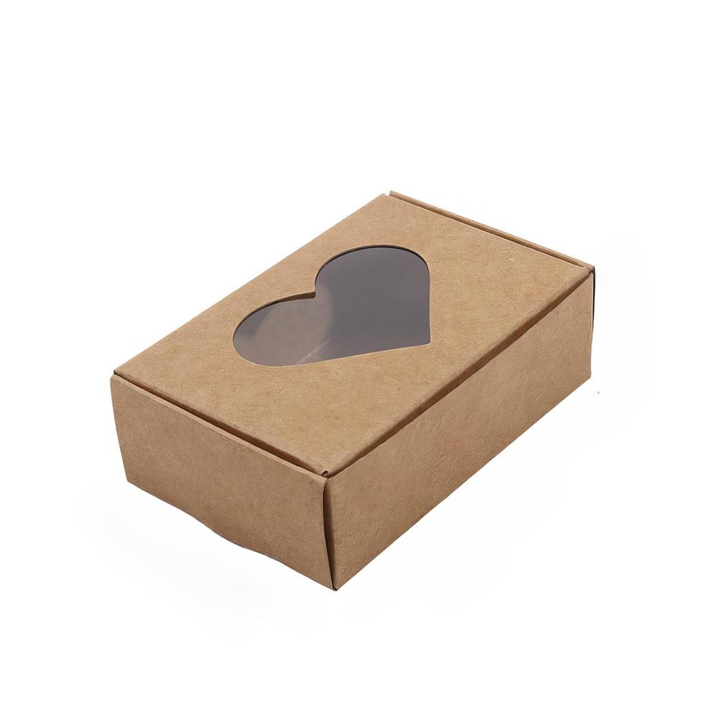 25PCS Kraft Paper Box With Clear Window Homemade Boxes Presents Packaging Boxes For Cookies Packaging Candy Box Birthday Gift