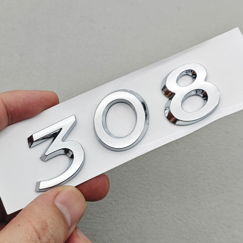 OQUP8 3D ABS Chrome Black Logo 308 GT Emblem Letters Sticker Car Rear Trunk Badge For Peugeot 308 GT SW Line GTI T9 T7 P5 Accessories