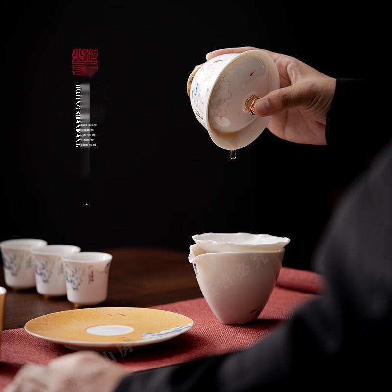 Chaxun Dehua Sauefett Jade Hvit Porselen Gaiwan