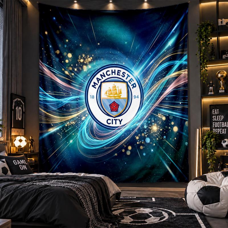 Arazzo da Appendere alla Parete Stampa Manchester City Tessuto per Soggiorno Camera da Letto Decorazione per la Casa