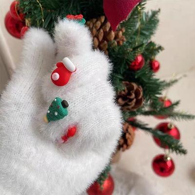 Herbst und Winter Neuer Stil Gestricktes Weihnachtsgeschenk Geschenk Fingerhandschuhe aus Plüsch für Paare Weihnachtsmann-Fingerhandschuhe