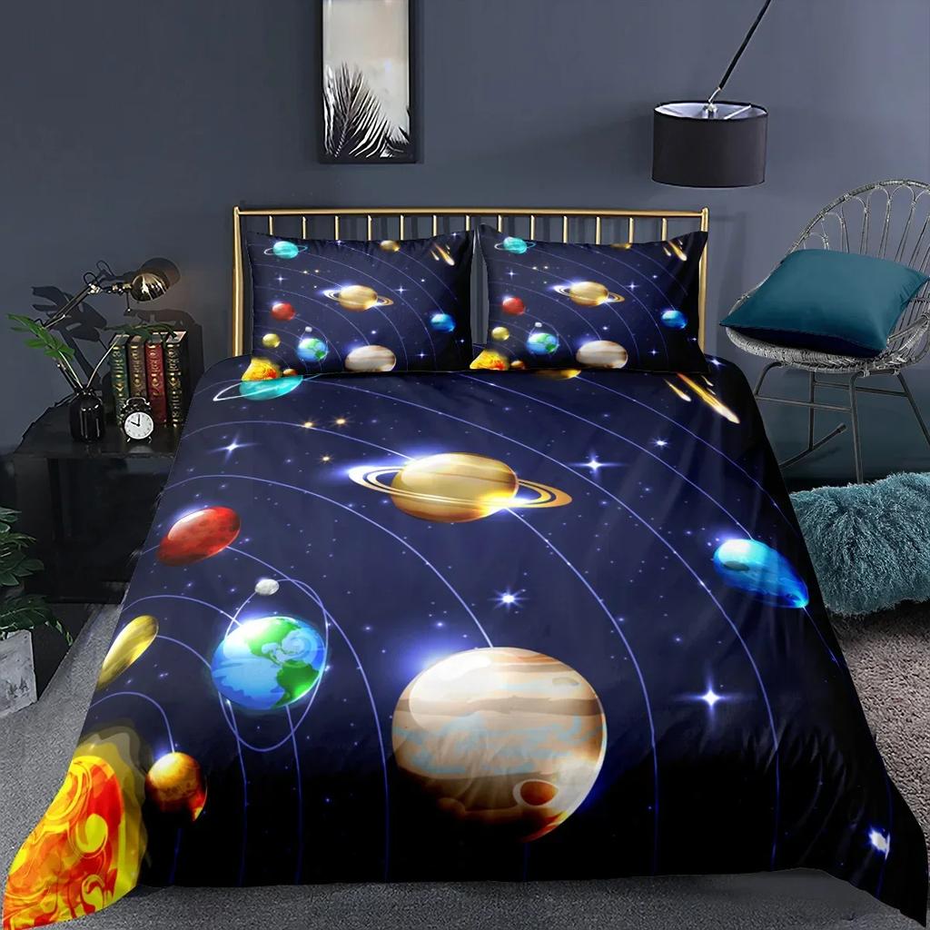 3D Print Starry Sky Galaxy Outer Space Bedding Set Single Twin Double Queen King Cal King Size Bed Linen Set
