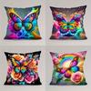 Pcs Butterfly Rose Art Theme Digital Printing Pillow Cover Short Plush Suitable Living Rooms Bedrooms Sofas Throw Cushion Cover