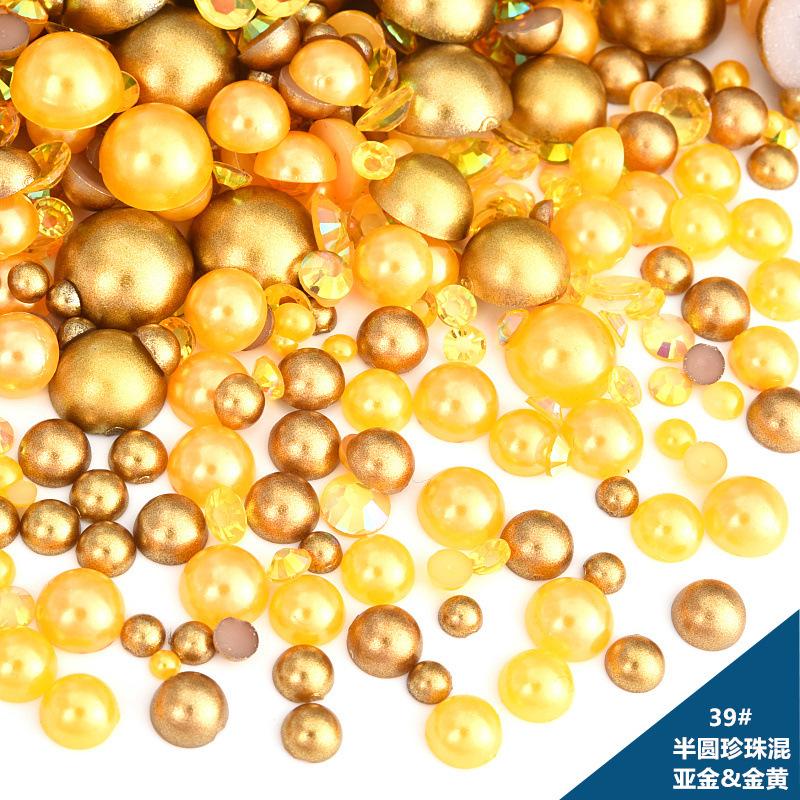 Mixed Abs Semicircular Pearl Resin Flat Bottom Diamond Set Imitation Pearl Mixed Size Diy Jewelry Accessories