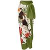 Women One Piece Swimsuit with Tie Shoulder Straps Floral Print with Matching Long Wrap Skirt Beachwear Set