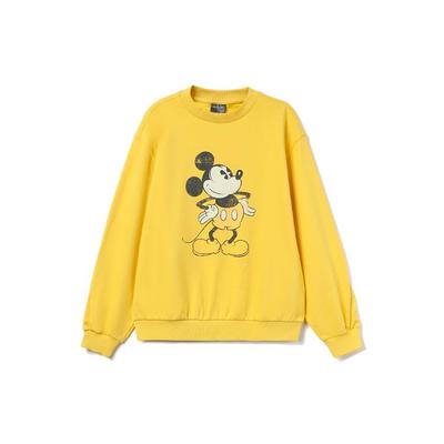 Li Ning X Disney Collaboration Série Mode Sportive Sweatshirt Ras du Cou Ample Sportif Imprimé Mickey Sweatshirt Femme Jaune Bonbon au Lait AWDR330-2