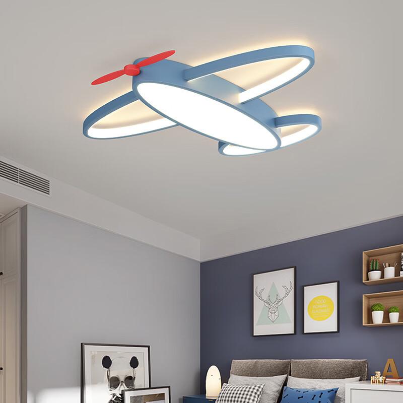 OEING Kids' Room Blue Airplane Ceiling Lamp