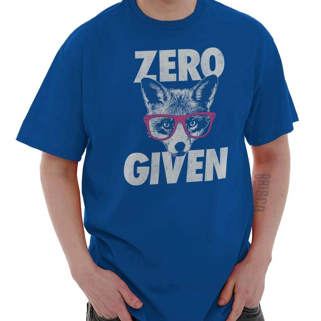 Funny Animal Pun Zero Fox Given Attitude Womens or Mens Crewneck T Shirt Tee