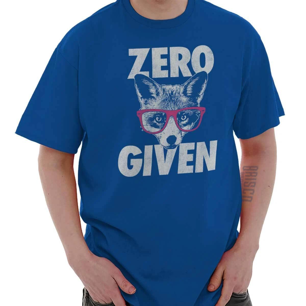 Funny Animal Pun Zero Fox Given Attitude Womens or Mens Crewneck T Shirt Tee XXL