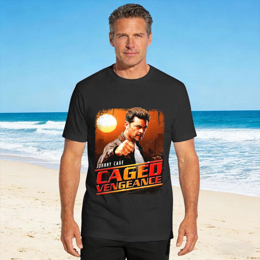 Johnny Cage Caged Vengeance Perforunisexce Tshirt Summer 100 Cotton Tshirts For Unisex Casual Tee Shirt Short Sleeve Awesome Tees