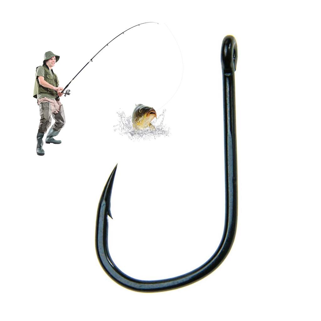 Black Sharp Barbed Fish Hooks with Durable High-Carbon Steel Material Suitable for Saltwater Freshwater