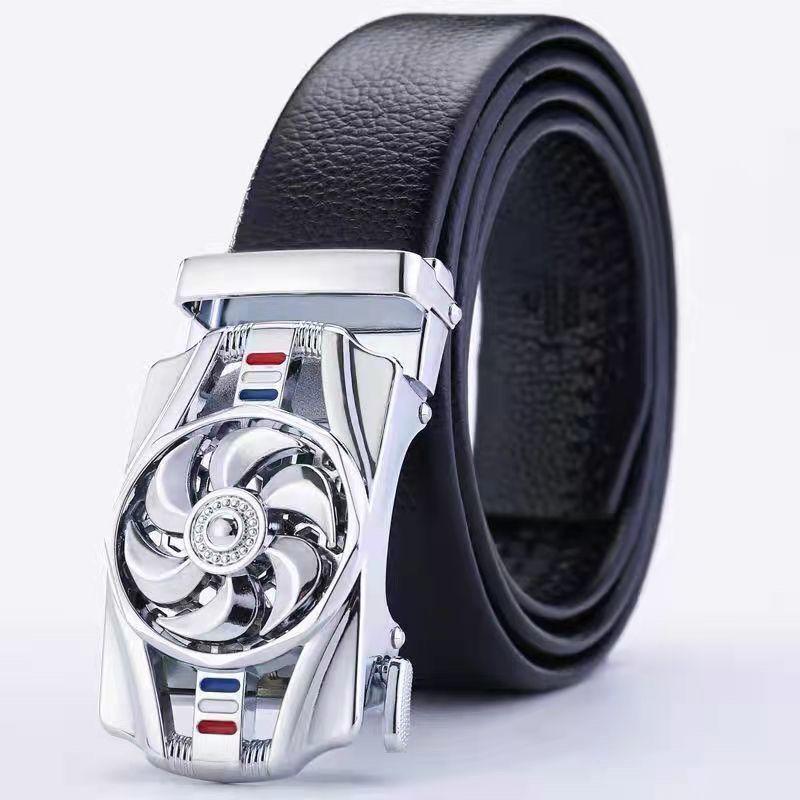 

Rotatable Automatic Buckle Leather Belt Waistband Buckle Decoration Males Luxury Belt Gift as the picture