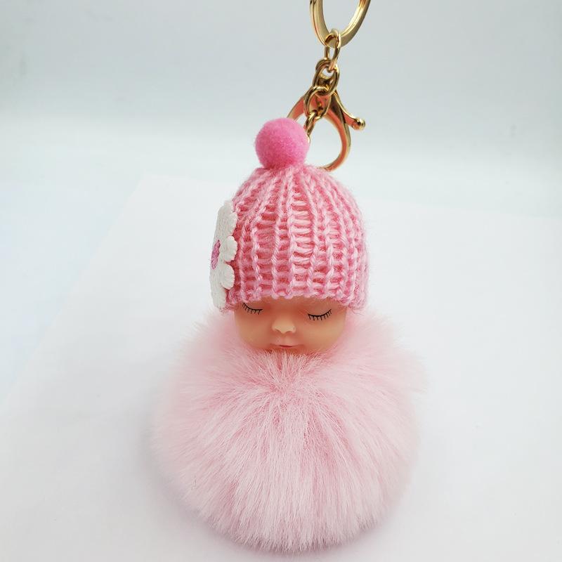 Cute Plush Car Keychain Sleep Doll Keychain Pendant