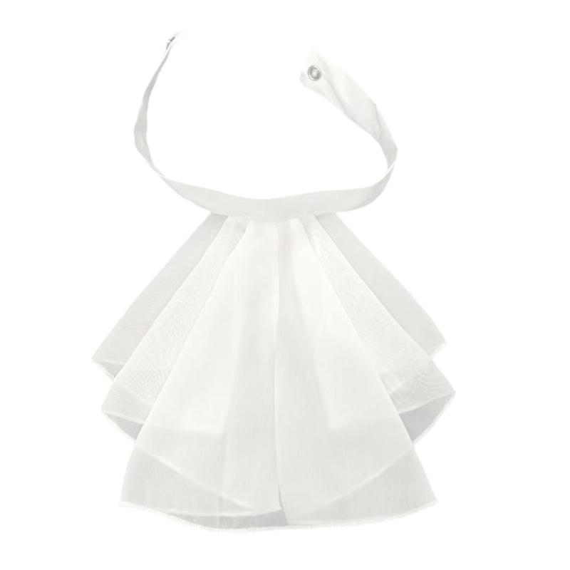 Elegante Collare Finto in Chiffon Staccabile Multistrato a Ruffle Collare per Matrimoni Spettacoli sul Palco Feste in Costume
