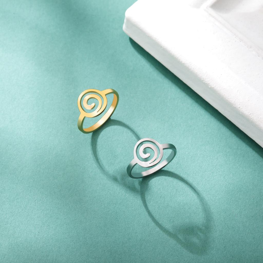 Cazador Geometric Swirl Spiral Women's Ring Stainless Steel Finger Rings Trendy Jewelry Wholesale 2025 Birthday Party Gift New
