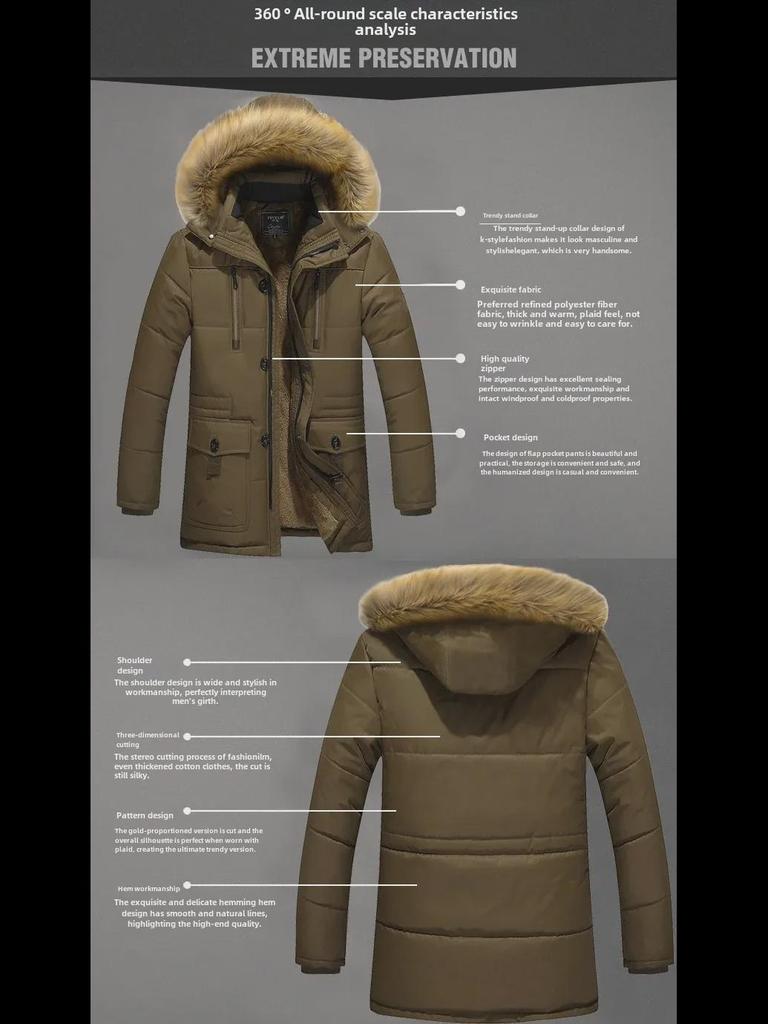 Men's Winter Thickened Short Cotton Jacket, Middle-Aged Korean Style, Slim Fit, Plus Size