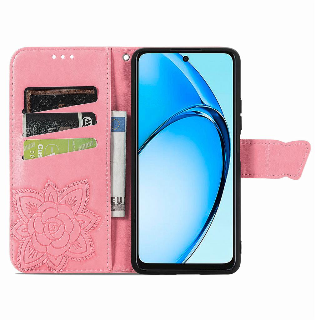 For Oppo A60 4G Case Butterfly Imprinted PU Leather Stand Wrist Strap Purse Phone Cover