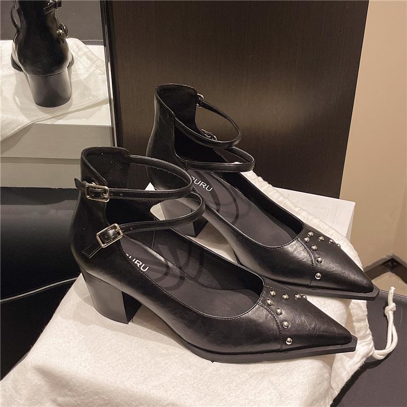 Fashion Pointed Toe Thick Heel Women Long Boots Fashion Mid Calf Booties Autumn Winter Woman Mordern Removable Trouser Legs Booties