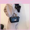 Stylish Black Pu Small Square Bag For Women With Trendy Chain Shoulder Strap