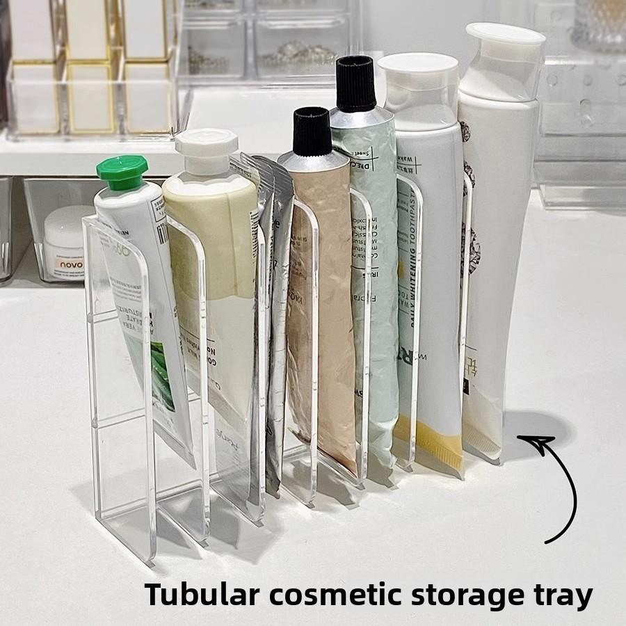 7-Slot Transparent Plastic Hand Cream Organizer Multi-Functional Makeup Holder for Home Office Bathroom Dressing Table Sorting