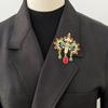 Retro European Court-Style Gemstone Brooch - Antique Replica with Full Diamond and Colorful Gems for Women