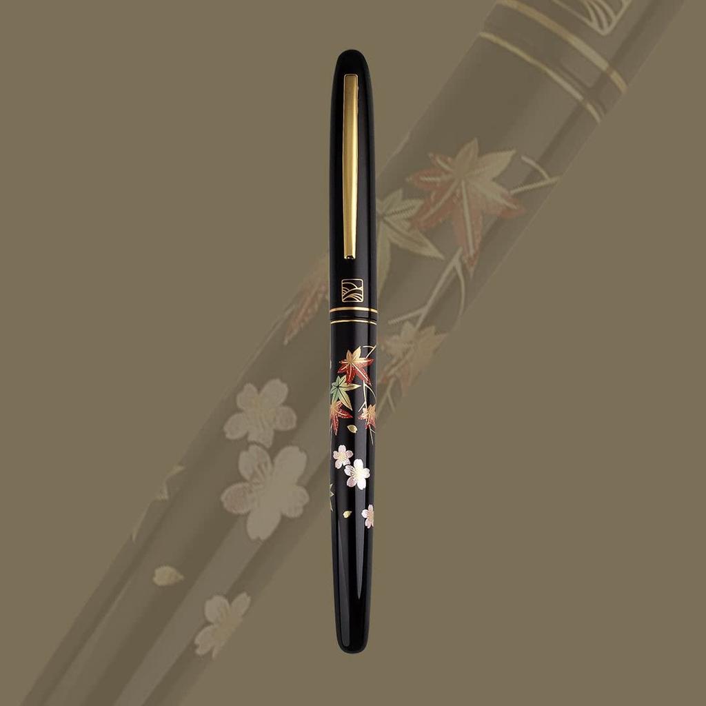 WANCHER Kuretake Modern Cherry Blossom and Maple Leaf Fountain Wancher Limited Edition Fountain Fine Maki-e Pen, [Wancher Pen] (F Nib)