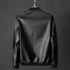 Men's Jacket Fashionable Men's Faux Leather Motorcycle Jacket Windproof Stand Collar Zipper Closure Pocket Autumn and Winter Soft Men