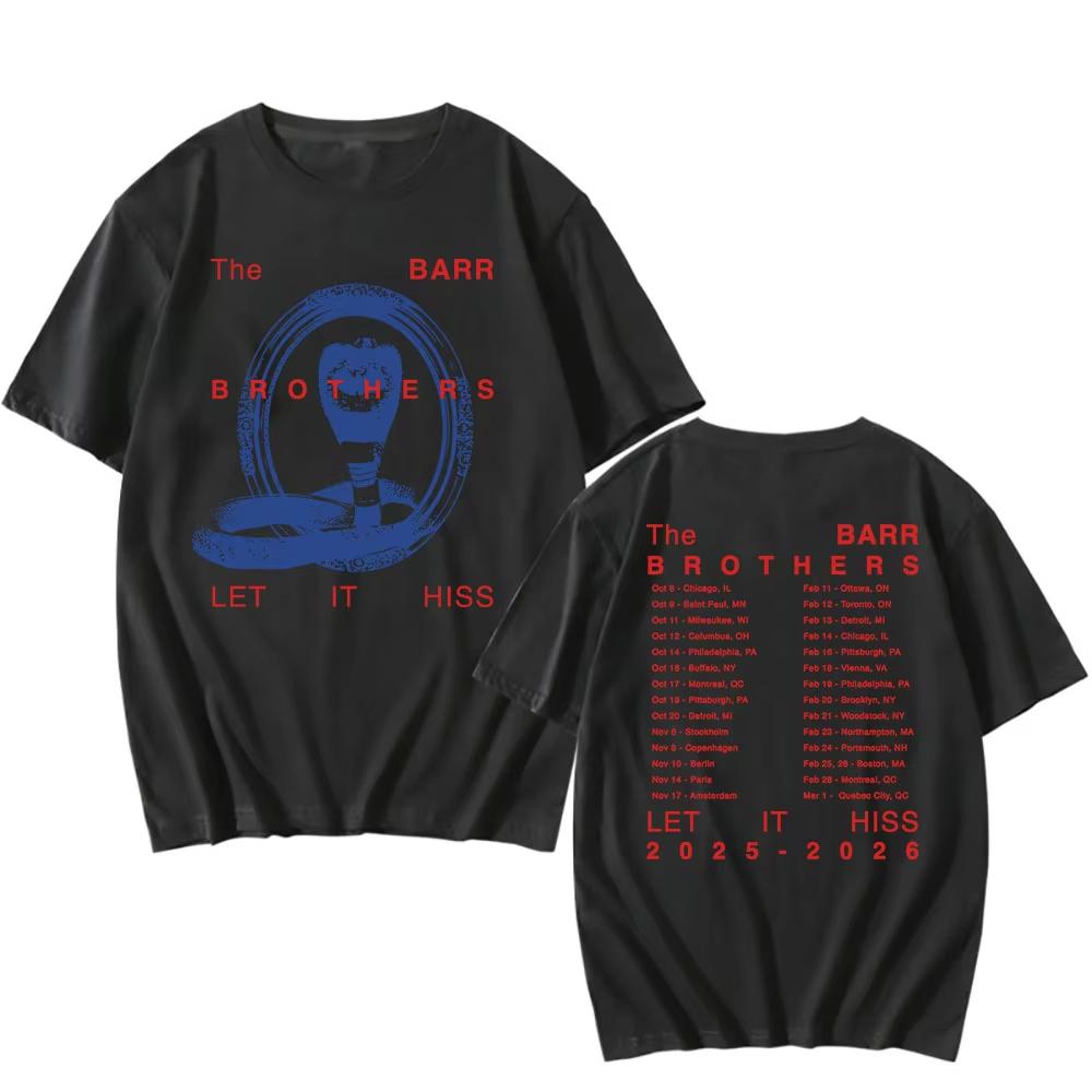 

Snake Let It Hiss Tour Tshirt The Barr Brothers Band Design Tshirt Short Sleeve pure Cotton Men Women T Shirt Summer Oneck Top 4XL