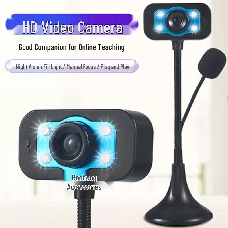 HD USB Webcam with Microphone & Night Vision for Streaming, Video Calls, and Online Classes