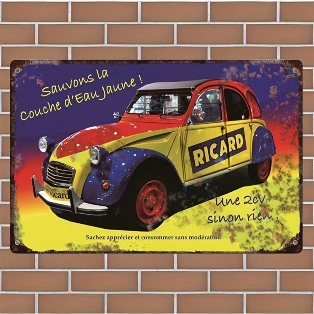 Ricard Car Vintage Garagenschild - Retro Blech Wanddeko für Man Cave, Zuhause & Garage, 8"x12" Mehrzweck, Schilder, 1 Stück
