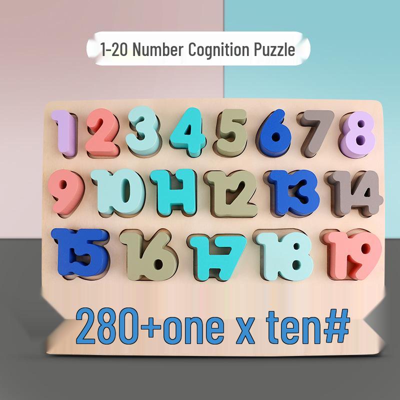 Dětská vzdělávací dřevěná puzzle deska pro písmena, čísla a tvary