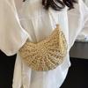 Semicircle Straw Woven Crossbody Bag Tassel Decor Stylish Shoulder Bag for Women Beach Party Daily Wear