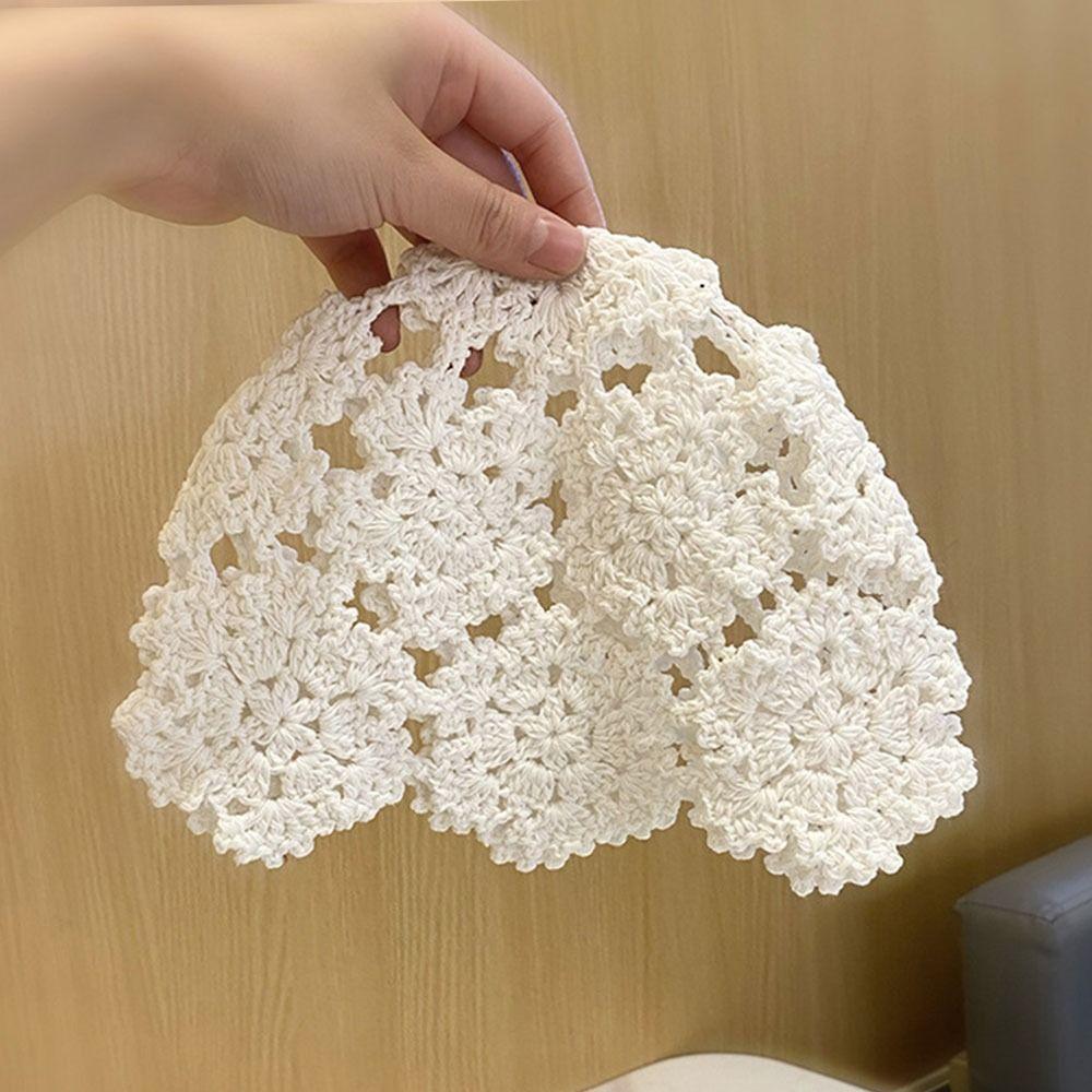 Flowers Beret Cap Lace Skullies Hat Breathable Knitted Hat  for Women