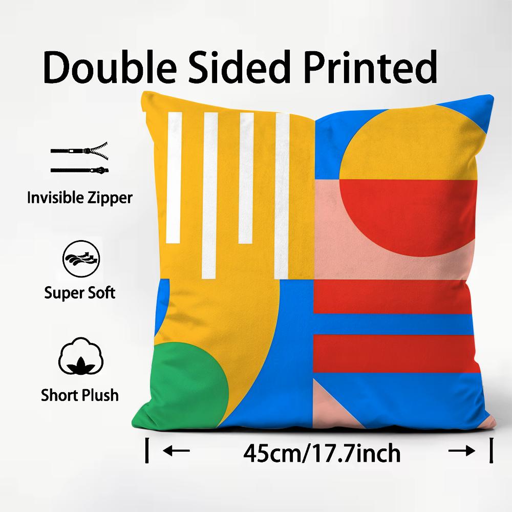 Geometric Patterns Luxury Cushion Cover Plush Fabric Soft DoubleSided Printed Sofa Warm Winter Home Child Gift Pillow Case