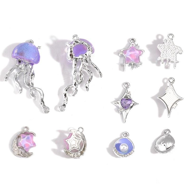 10Pcs Premium Star Moon Alloy Pendants Scratch Resistant Charms for DIY Jewelry Making Handmade Craft Accessories