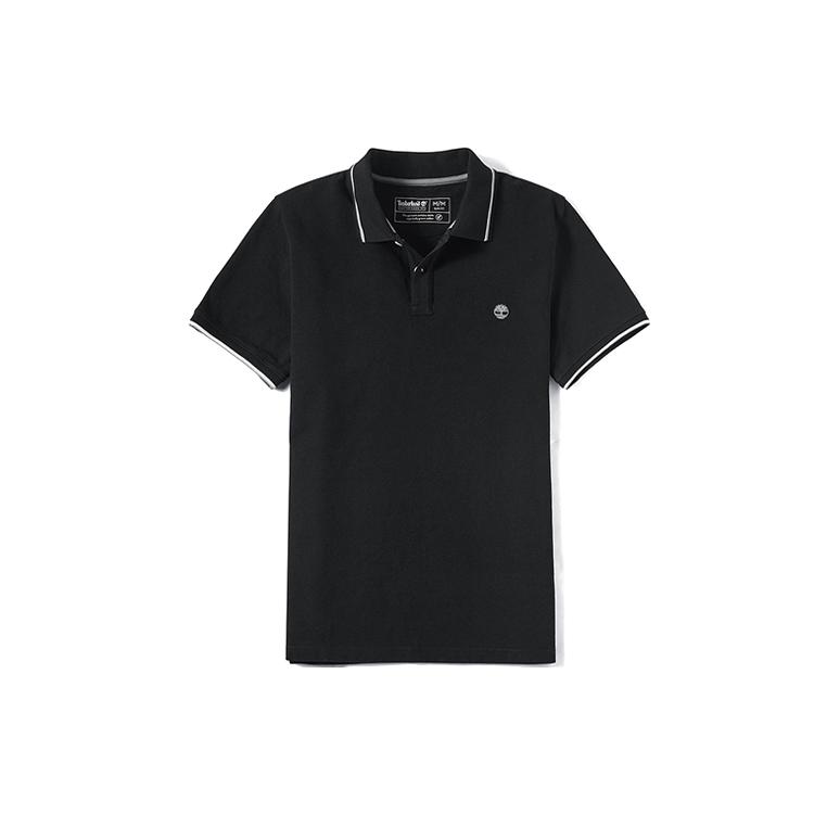 Timberland Polo Shirts Men's Black Polo Collar Moderate Straight Fit A1ZK3001