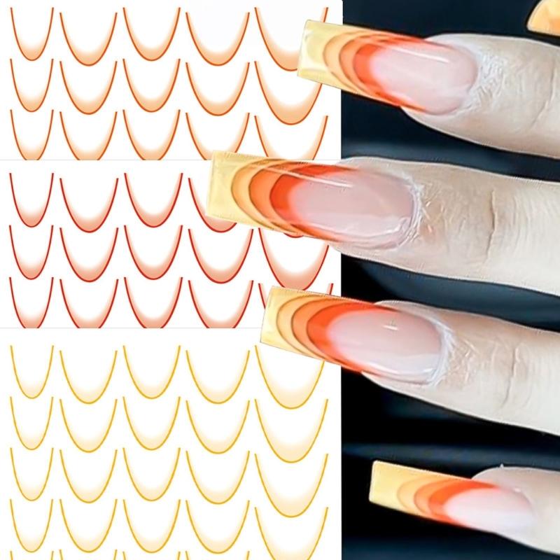12 Sheets Self-Adhesive Nail Decals French Tip Nail Stickers Nails Art Decorations French Line Nails Art Stickers