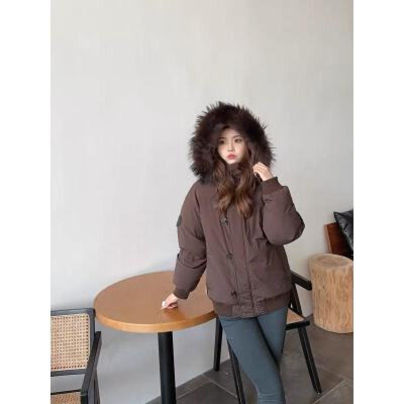 Tooling jacket down cotton clothes women's winter new good-looking big fur collar hooded pie overcome
