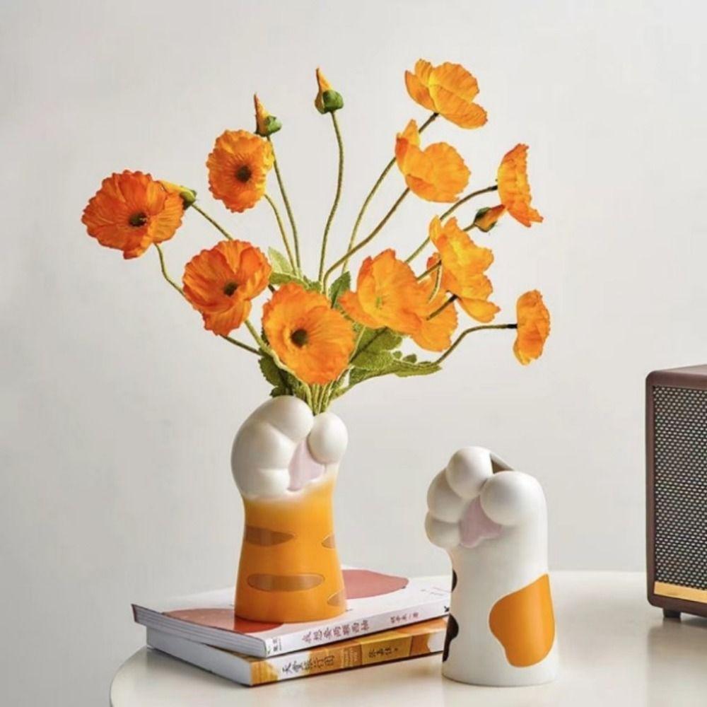 Handmade Desktop Plants Pot Resin Crafts Cat Claw Holder Cat Claw Flower Vase  Flower Arrangement